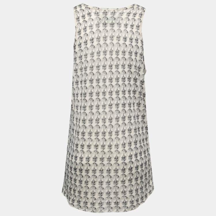 Pre Owned Zadig & Voltaire Cream Skull Print Linen Knit Joss Tank Top L
