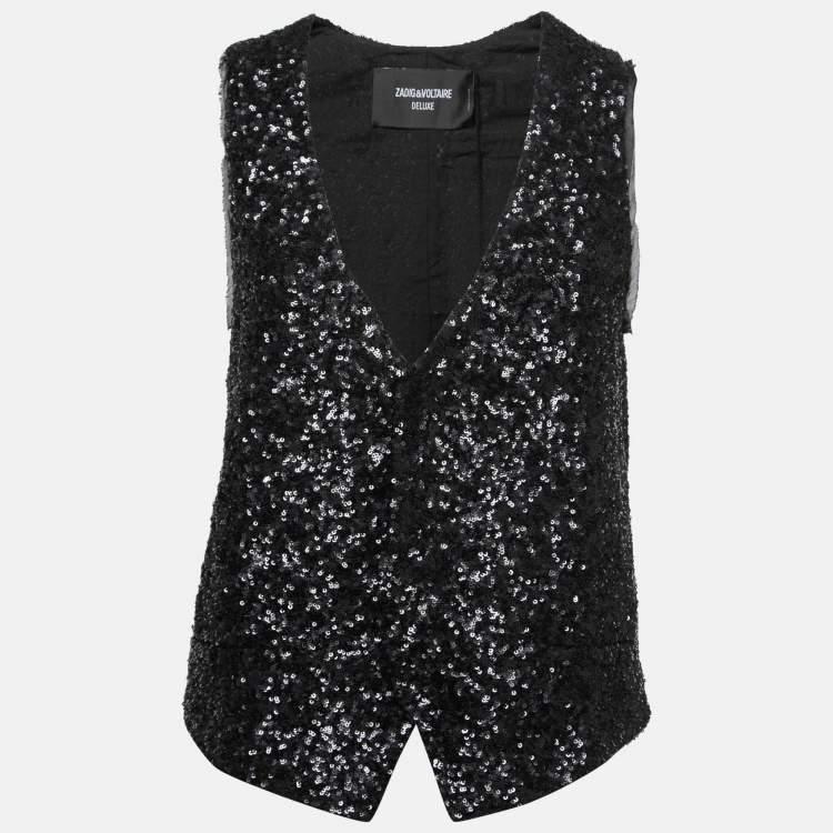 Zadig and Voltaire Deluxe Black Sequined Vest M Zadig and Voltaire ...