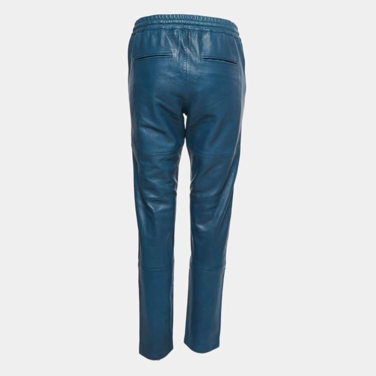 Pre Owned Zadig and Voltaire Blue Lambskin Leather Trousers M