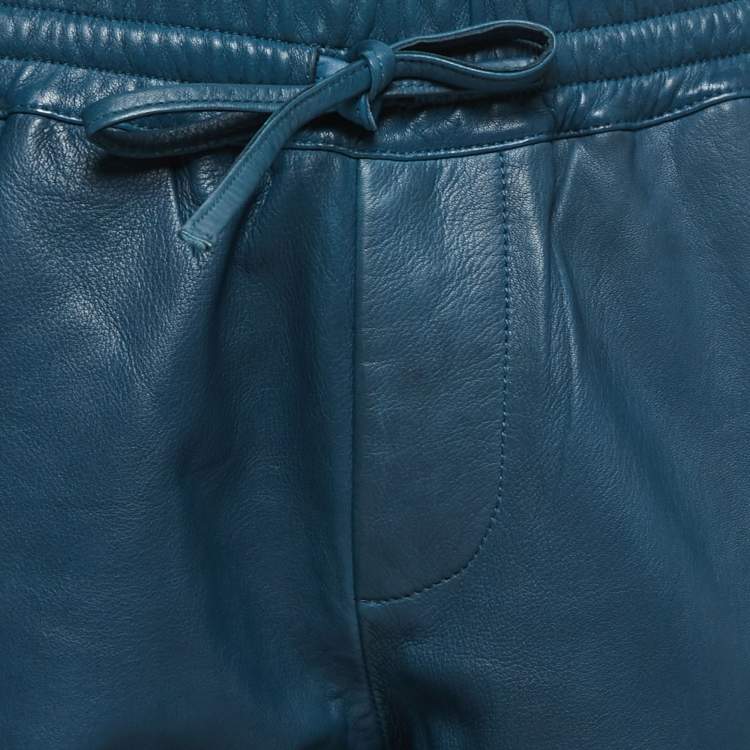 Pre Owned Zadig and Voltaire Blue Lambskin Leather Trousers M