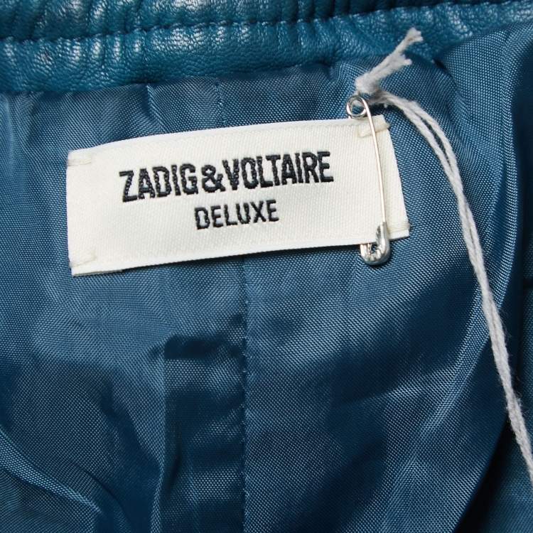 Pre Owned Zadig and Voltaire Blue Lambskin Leather Trousers M