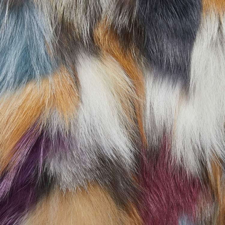 Pre Owned Zadig & Voltaire Multicolor Fur Sleeveless Cropped Jacket M