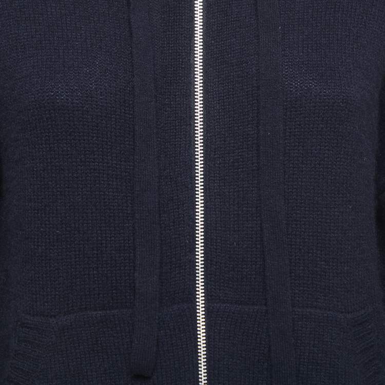 Pre Owned Zadig & Voltaire Encre Cashmere Knit Sixtine C Skull Hooded Sweater L