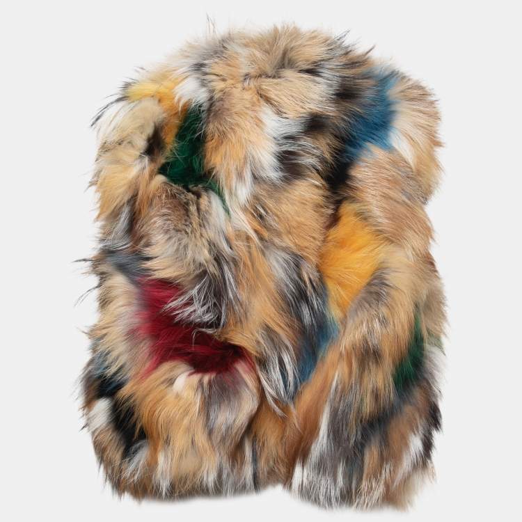 Pre Owned Zadig & Voltaire Multicolor Fur Sleeveless Cropped Jacket M