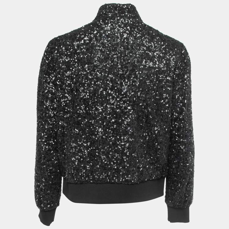 Pre Owned Zadig & Voltaire Black Sequined Track Jacket L
