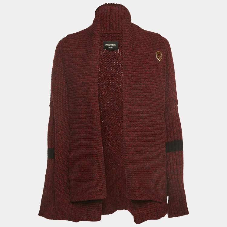 Zadig & Voltaire Burgundy Wool Knit Open Front Cardigan M/L Zadig