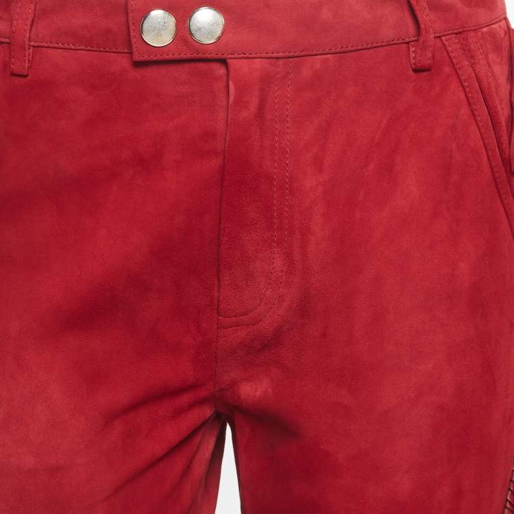 Pre Owned Zadig & Voltaire Red Suede Fringed Trousers S