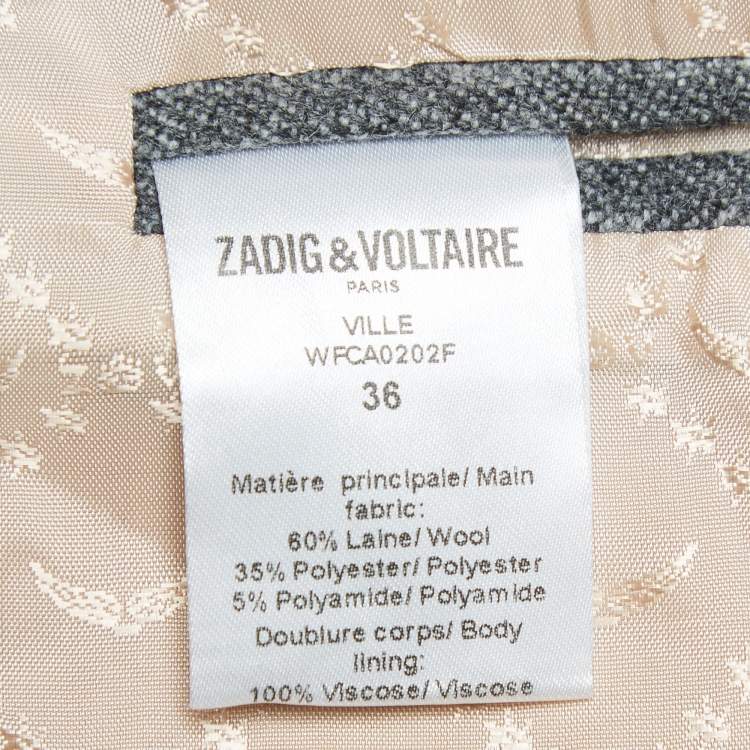Pre Owned Zadig & Voltaire Grey Patterned Wool Blend Jacket S