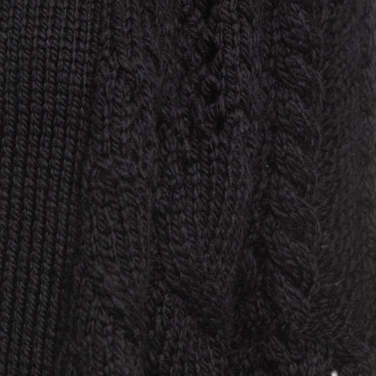 Pre Owned Zadig & Voltaire Black Cable Knit Wool Dalia Cardigan L