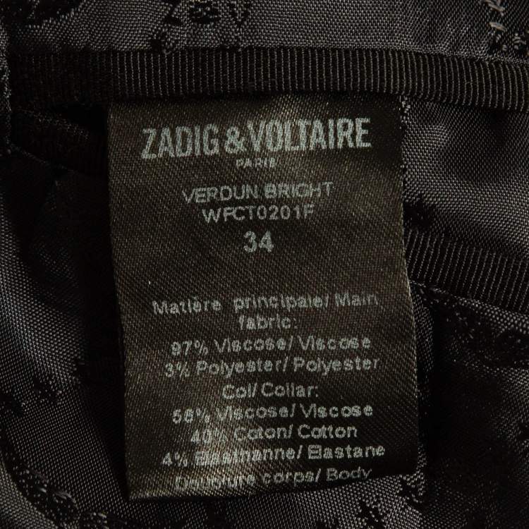 Pre Owned Zadig & Voltaire Black Shimmer Crepe Open Blazer S