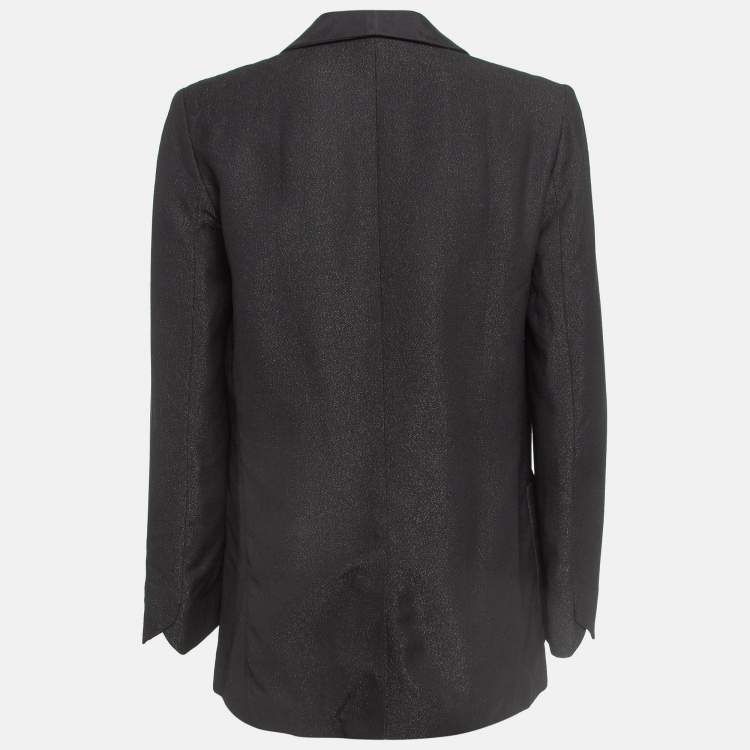 Pre Owned Zadig & Voltaire Black Shimmer Crepe Open Blazer S