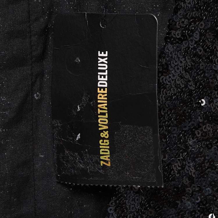 Pre Owned Zadig & Voltaire Deluxe Black Sequined Vest L