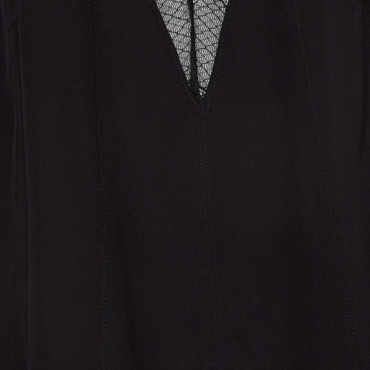 Pre Owned Zadig & Voltaire Black Silk Lace Trim Mini Dress L