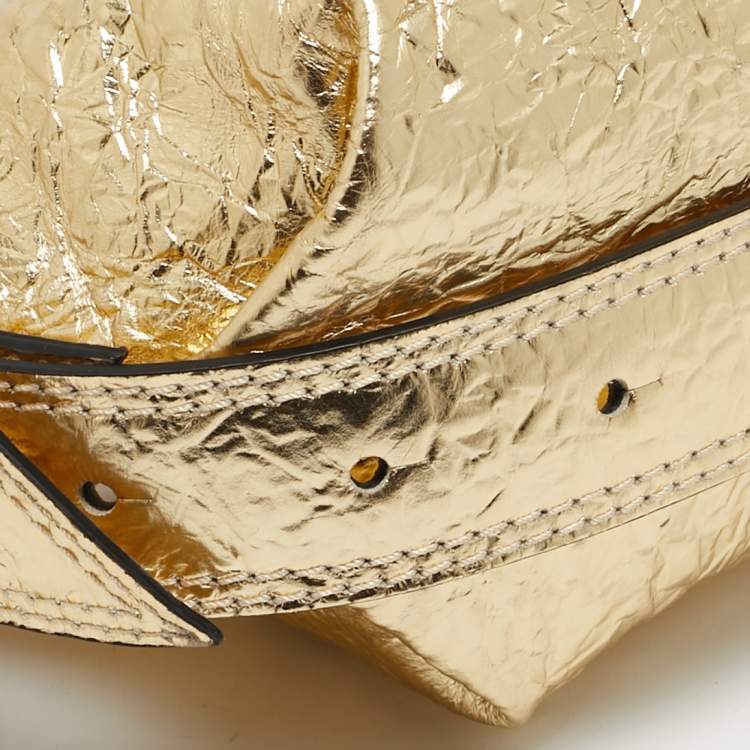 Pre Owned Zadig & Voltaire Gold Crinkled Leather XS Le Cecilia Bag