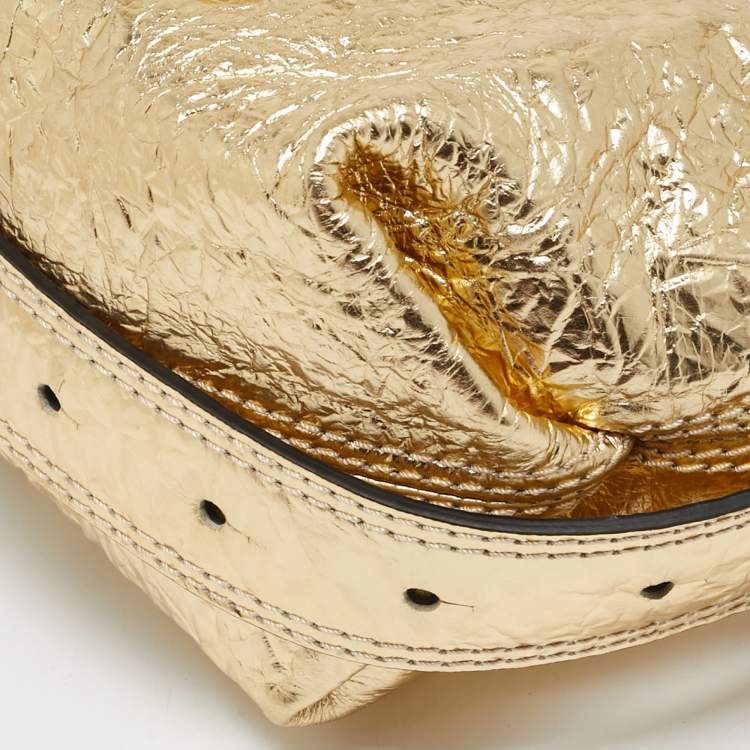 Pre Owned Zadig & Voltaire Gold Crinkled Leather XS Le Cecilia Bag
