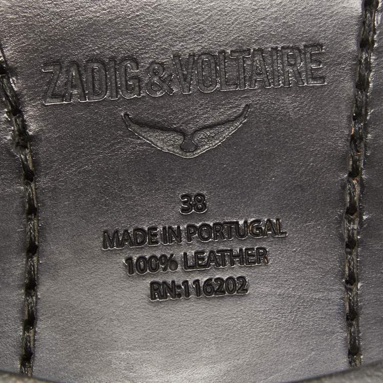 Pre Owned Zadig & Voltaire Beige Suede Studded Western Boots Size 38