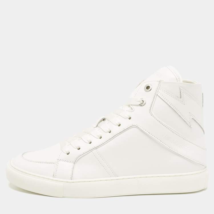 Pre Owned Zadig & Voltaire White Leather Flash High Top Sneakers Size 42
