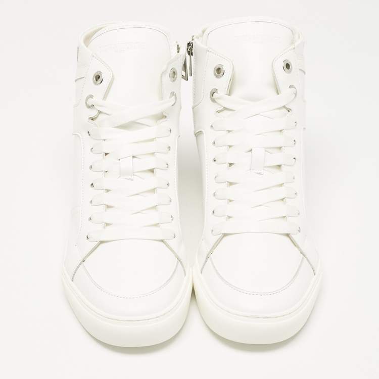 Pre Owned Zadig & Voltaire White Leather Flash High Top Sneakers Size 42