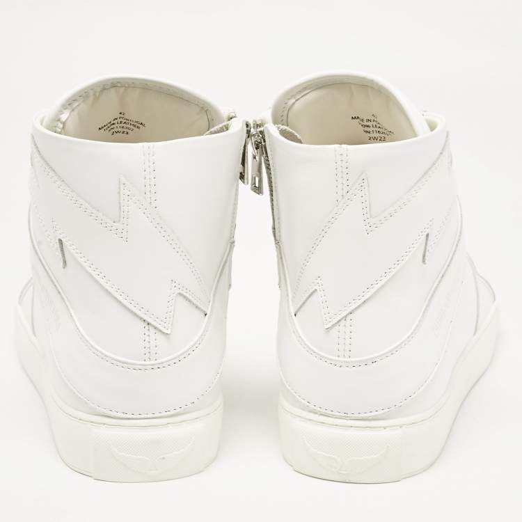 Pre Owned Zadig & Voltaire White Leather Flash High Top Sneakers Size 42