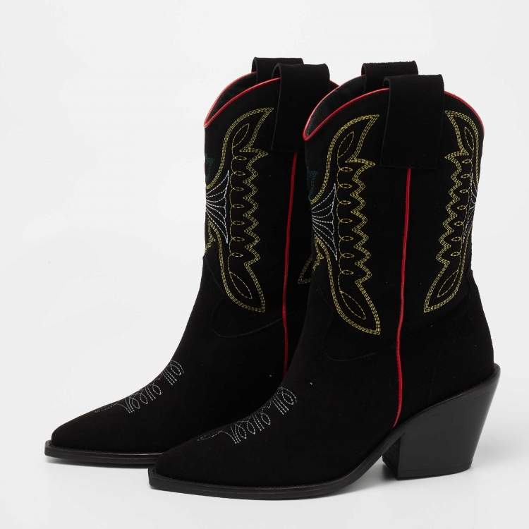 Pre Owned Zadig & Voltaire  Black Suede Midcalf Boots Size 39