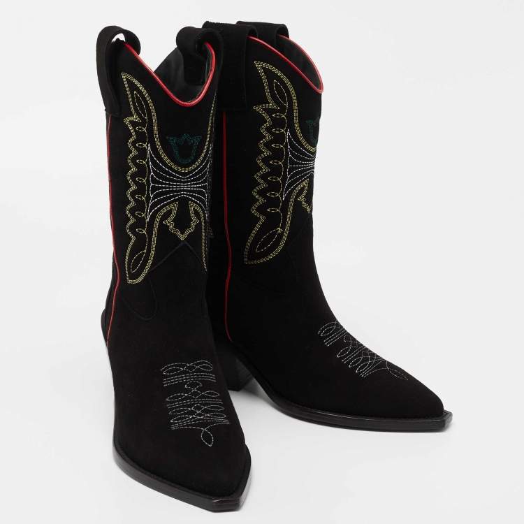 Pre Owned Zadig & Voltaire  Black Suede Midcalf Boots Size 39