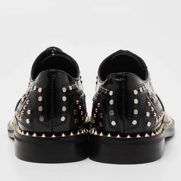 Pre Owned Zadig & Voltaire Black Leather Studded Youth Clous Oxfords Size 36