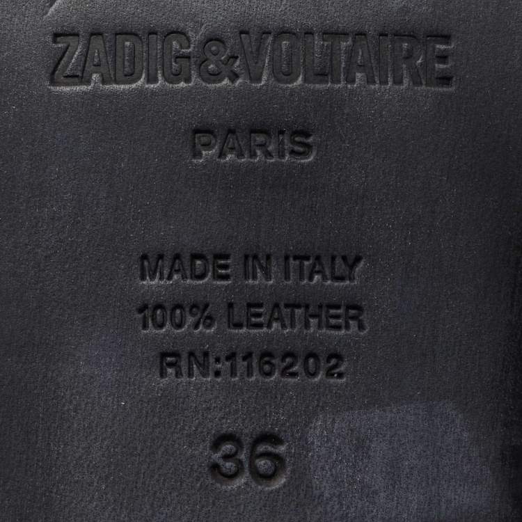 Pre Owned Zadig & Voltaire Black Leather Studded Youth Clous Oxfords Size 36