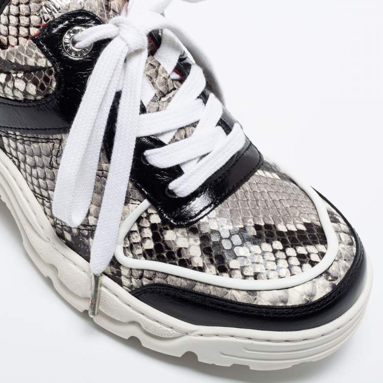 Pre Owned Zadig and Voltaire Tricolor Python Embossed Leather Blaze Sneakers Size 37