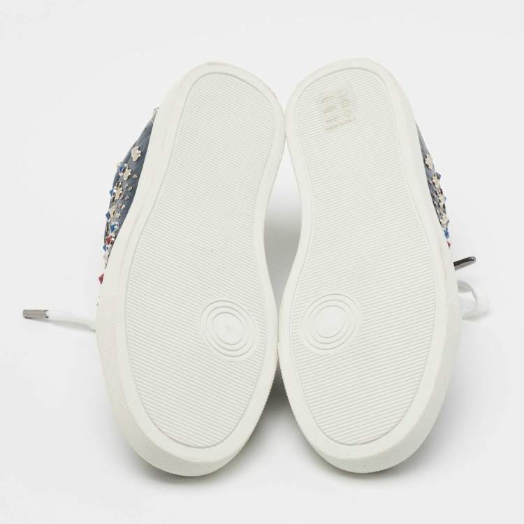Pre Owned Zadig and Voltaire Multicolor Suede and Leather Embellished Low Top Sneakers Size 36 