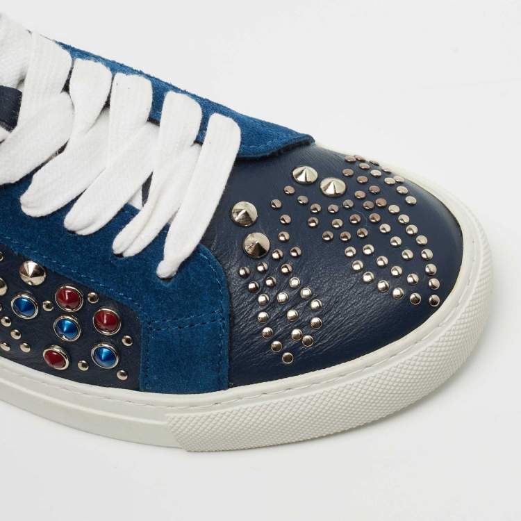 Pre Owned Zadig and Voltaire Multicolor Suede and Leather Embellished Low Top Sneakers Size 36 