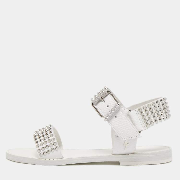 Pre Owned Zadig and Voltaire White Leather Ankle Strap Spiked  Sandals Size 36