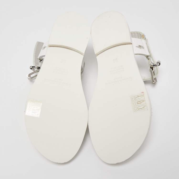 Pre Owned Zadig and Voltaire White Leather Ankle Strap Spiked  Sandals Size 36