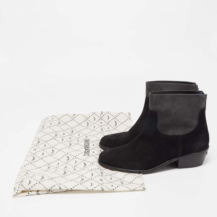 Pre Owned Zadig & Voltaire Black Suede Ankle Boots Size 36