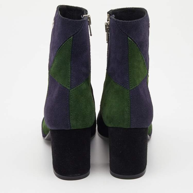 Pre Owned Zadig & Voltaire Tricolor Suede Ankle Boots Size 36