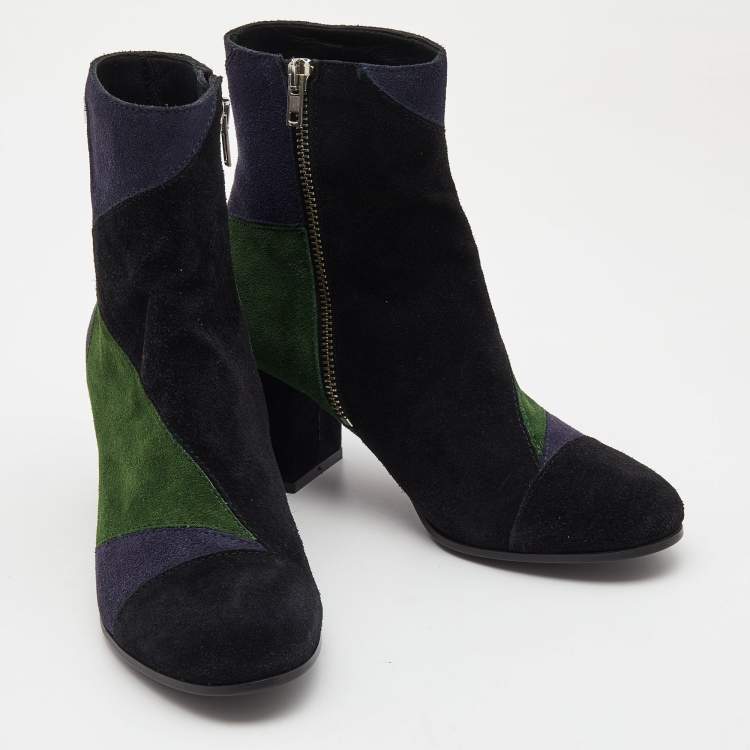 Pre Owned Zadig & Voltaire Tricolor Suede Ankle Boots Size 36