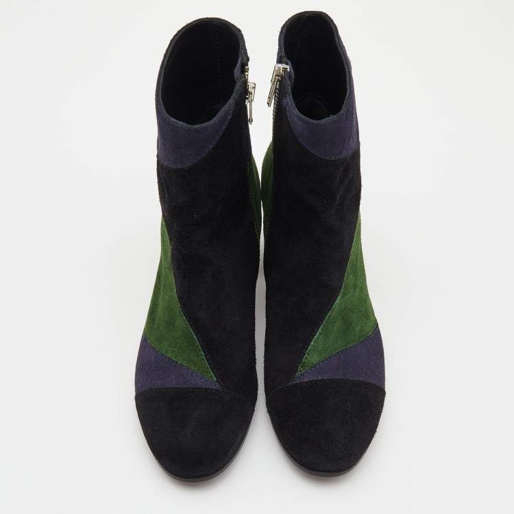 Pre Owned Zadig & Voltaire Tricolor Suede Ankle Boots Size 36