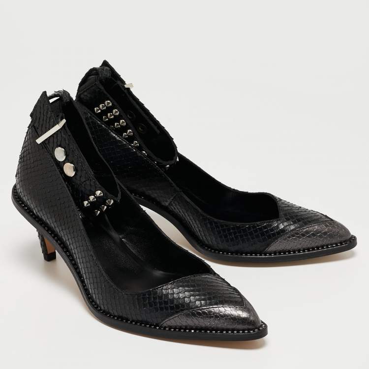 Pre Owned Zadig & Voltaire Black Python Embossed Leather Animal Print Pumps Size 36