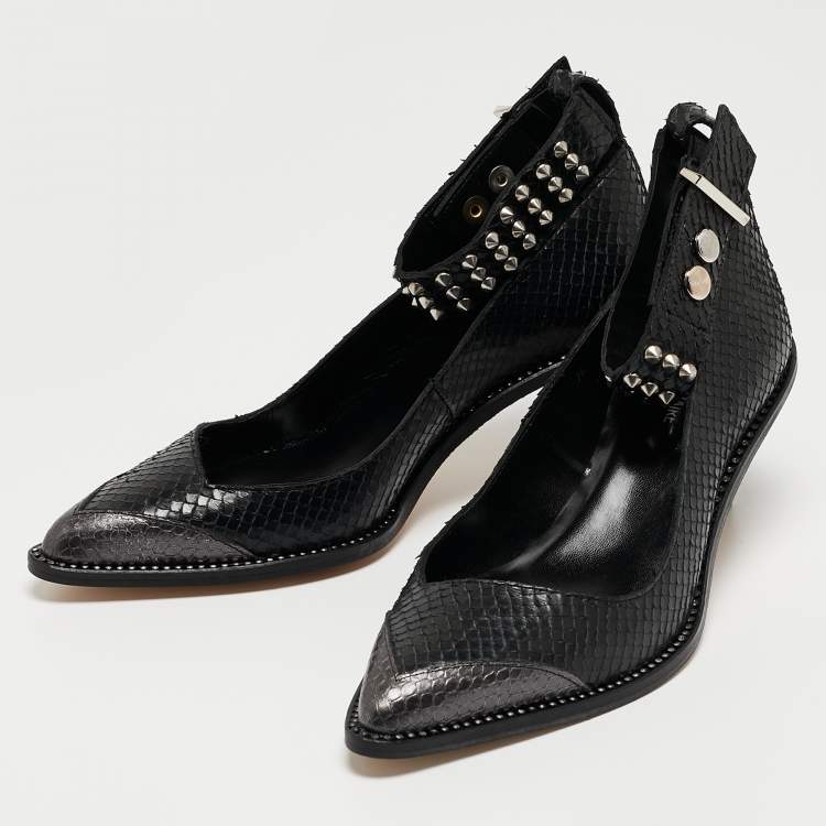 Zadig & Voltaire Black Python Embossed Leather Animal Print