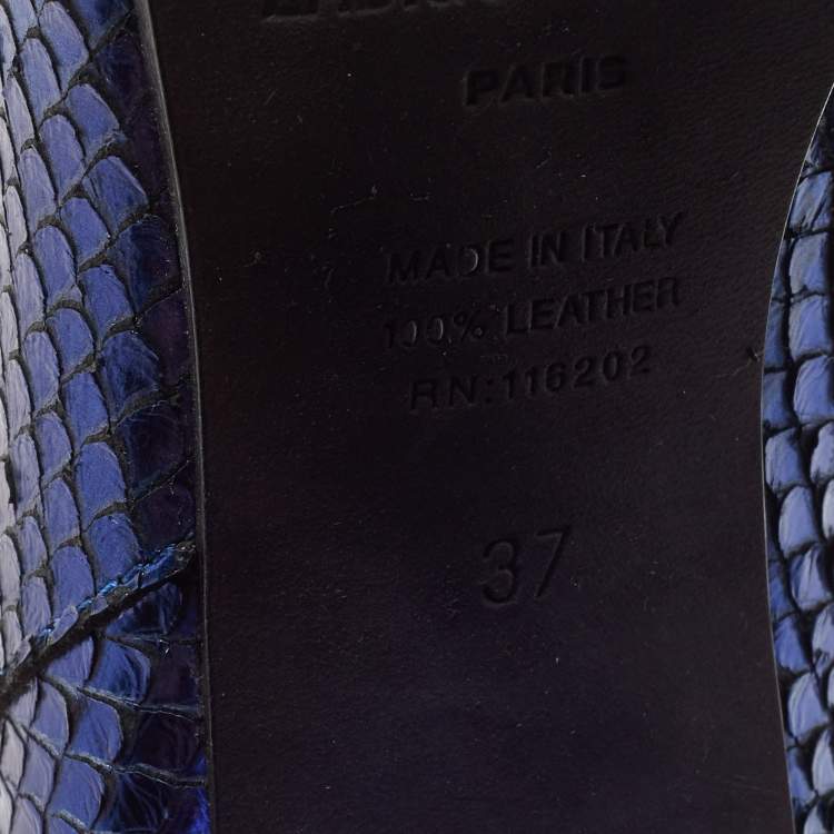 Pre Owned Zadiq & Voltaire Blue Python  Leather Block Heel Ankle Boots Size 37