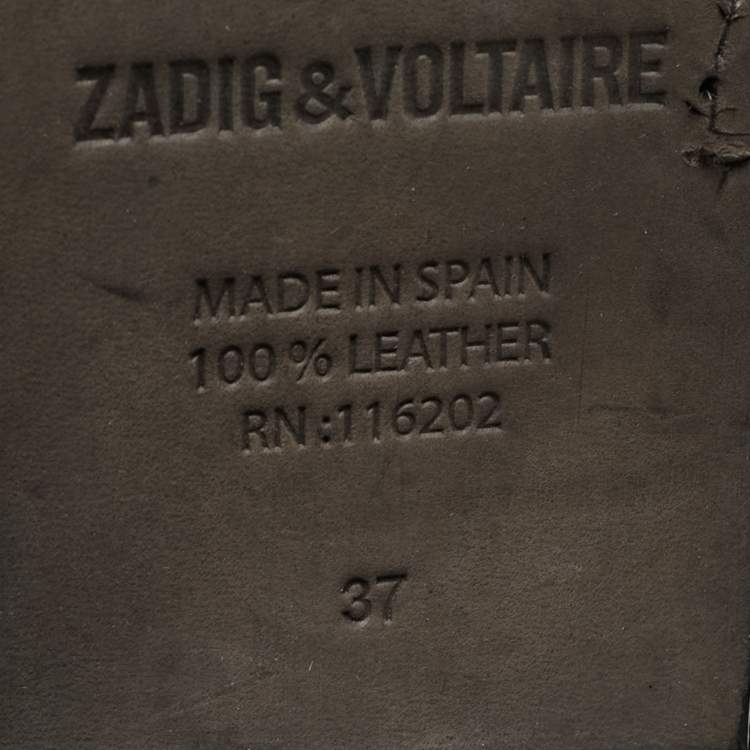 Pre Owned Zadig & Voltaire Black/Grey Suede Teddy Ankle Boots Size 37