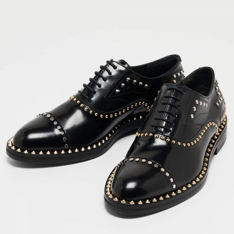 Pre Owned Zadig & Voltaire Black Leather Studded Youth Clous Oxfords Size 37