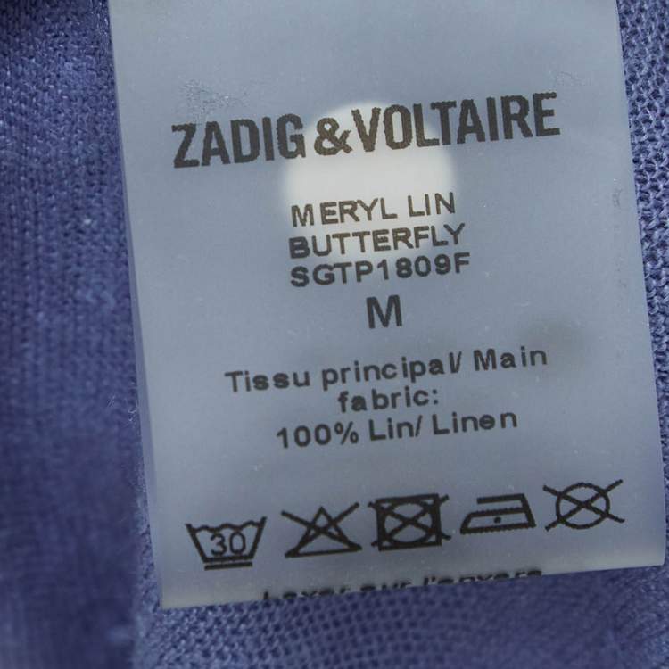 Pre Owned Zadig & Voltaire Blue Butterfly Print Jersey Meryl T-Shirt M