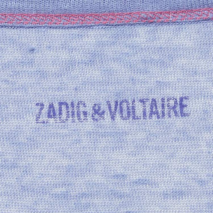 Pre Owned Zadig & Voltaire Blue Butterfly Print Jersey Meryl T-Shirt M