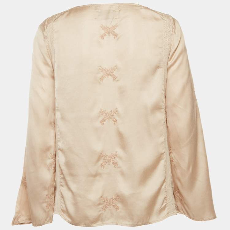 Pre Owned Zadig & Voltaire Beige Embroidered Crepe Tunic S