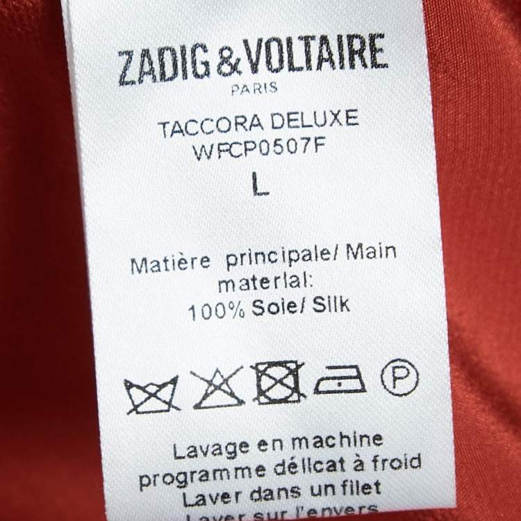 Pre Owned Zadig & Voltaire Red Silk Ruffled Taccora Shirt L