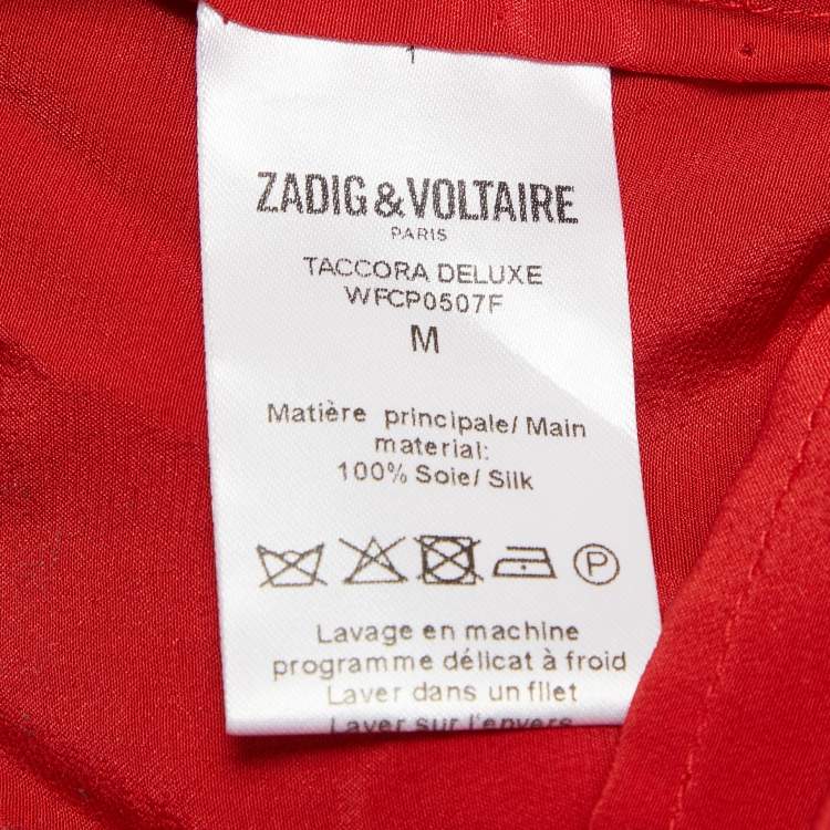 Pre Owned Zadig & Voltaire Red Silk Ruffled Taccora Blouse M