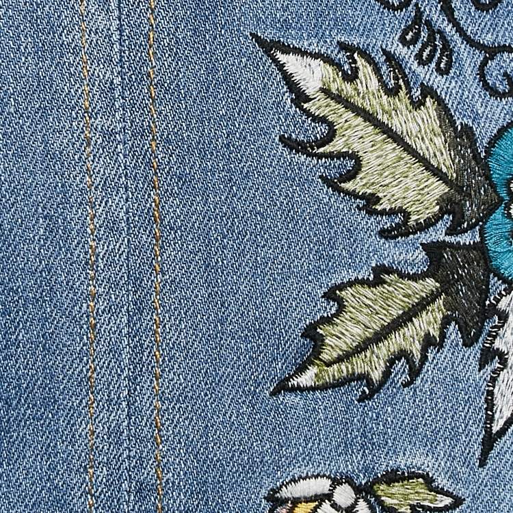 Pre Owned Zadig & Voltaire Blue Embroidred Denim Jamille Brode Deluxe Knee-Length Skirt S
