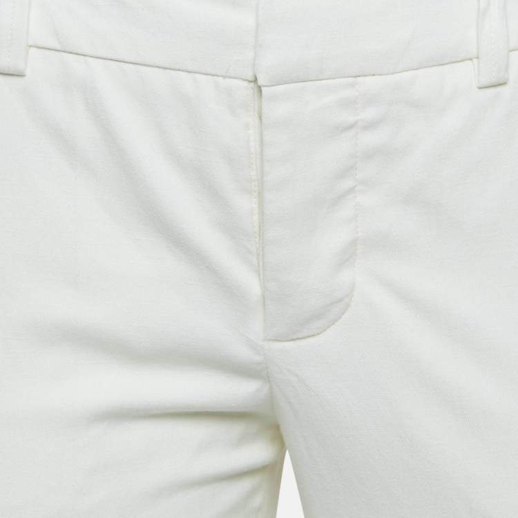 Pre Owned Zadig & Voltaire White Cotton Prune Frange Pants S