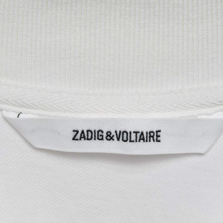 Pre Owned Zadig & Voltaire White Cotton Badge Detail Polo T-Shirt XS