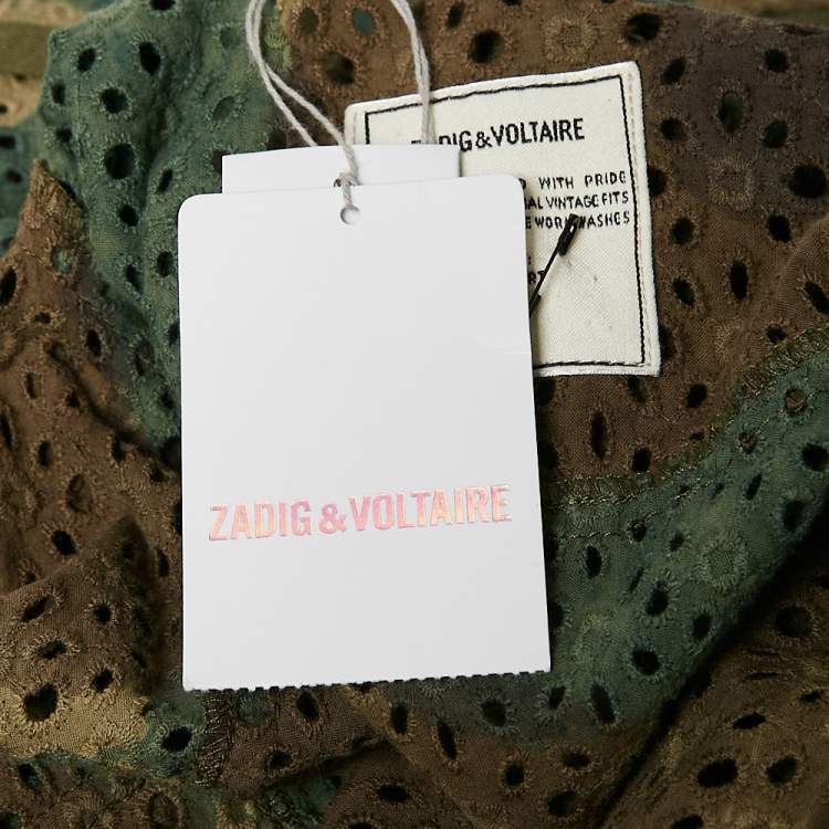 Pre Owned Zadig & Voltaire Green Camouflage Print Cotton Rafal Short Dress XS